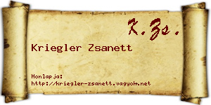 Kriegler Zsanett névjegykártya